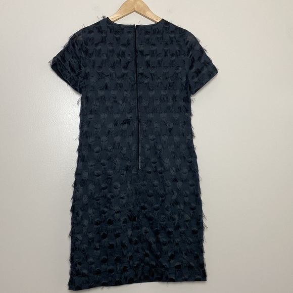 Banana Republic Short Sleeve Fringe-Dot Shift Dress Zipper Back Size 4 Black - Picture 7 of 14